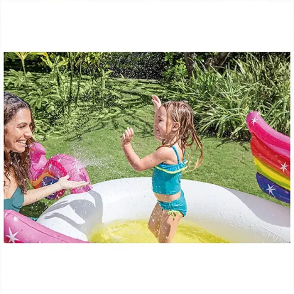 Intex: Piscina per bambini a forma di unicorno con spruzzo 272x193x104cm immagine 3
