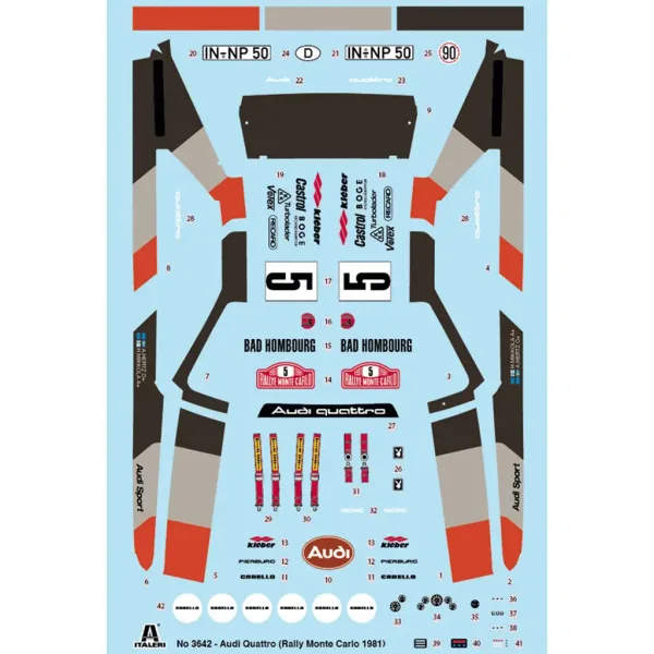 Italeri 1/24 Audi Quattro Rally kit auto immagine 2