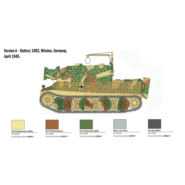 Italeri 1/35 38 cm RW 61 auf STURMMÖRSER TIGER modello di carro armato immagine 3