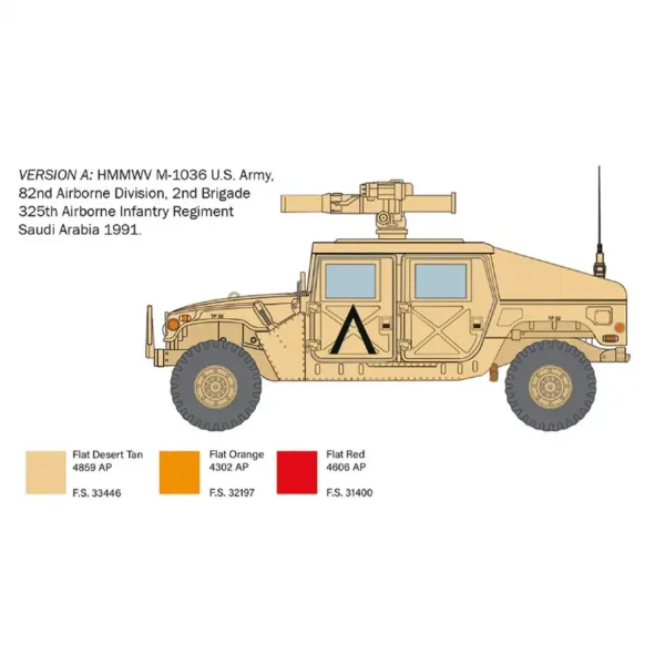Italeri 1/35 HMMWV M1036 TOW Carrier modello di veicolo militare immagine 3