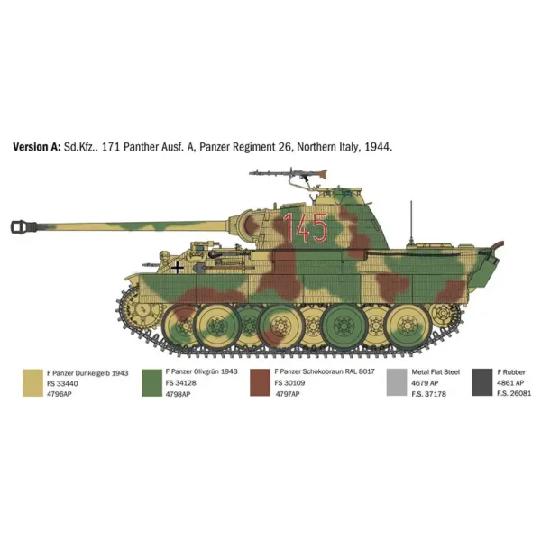 Italeri 1/35 Sd.Kfz. 171 Panther Ausf. A modello di carro armato immagine 3