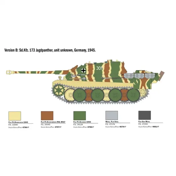 Italeri 1/35 Sd.Kfz.173 Jagdpanther con equipaggio in uniforme invernale modello immagine 3