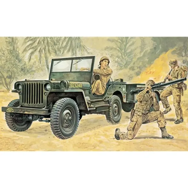 Italeri 1/35 Willys MB Jeep militare con rimorchio modello di veicolo immagine 7