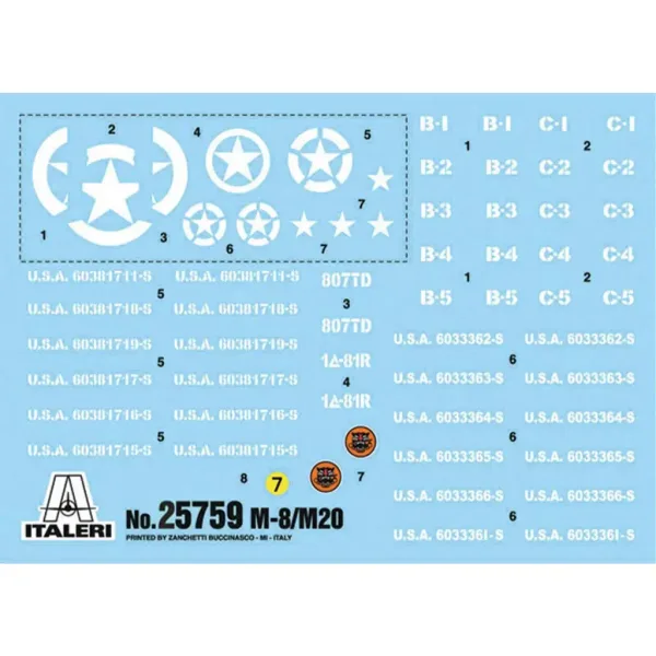 Italeri 1/56 modello di carro armato M8/M20 immagine 2
