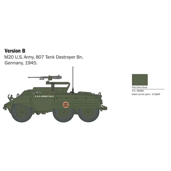 Italeri 1/56 modello di carro armato M8/M20 immagine 4