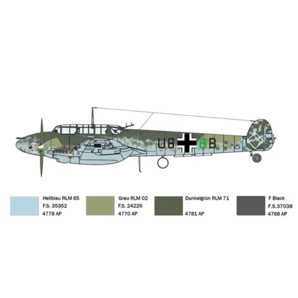 Italeri 1/72 Bf 110 C Zerstörer caccia modello immagine 3