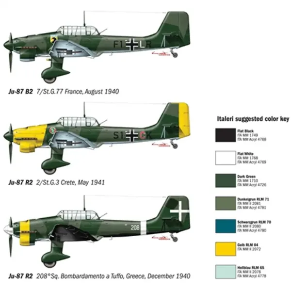 Italeri 1/72 Ju-87 B2/R2 Stuka bombardiere in picchiata modello di aereo immagine 3
