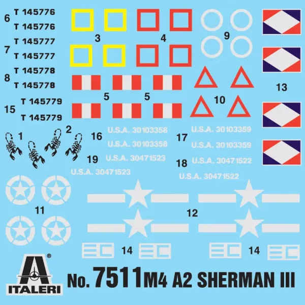 Italeri 1/72 M4A2 Sherman III carro armato set di modelli da 2 pezzi immagine 2