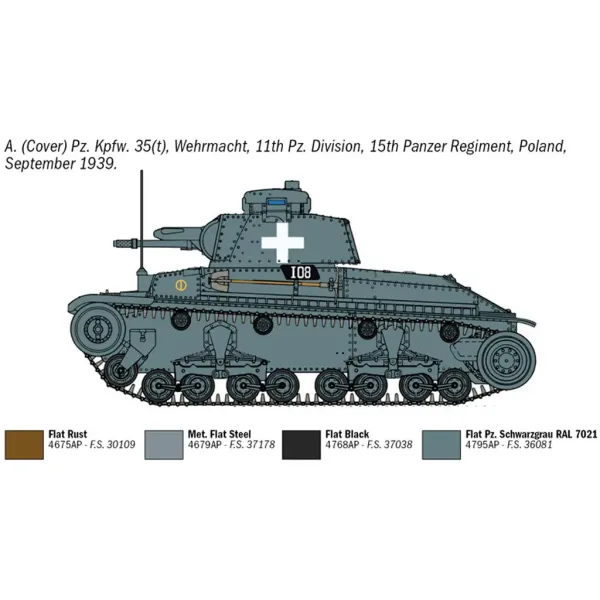 Italeri 1/72 Pz. Kpfw. 35(t) modello di carro armato immagine 3