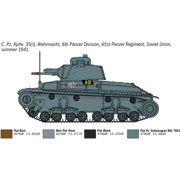Italeri 1/72 Pz. Kpfw. 35(t) modello di carro armato immagine 5