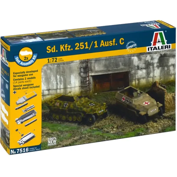 Italeri 1/72 Sd. Kfz. 251/1 Ausf. C semicingolato veicolo corazzato set di modelli 2 pezzi immagine 1