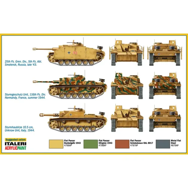 Italeri 1/72 Sturmgeschütz III cannone dassalto set di modelli da 2 pezzi immagine 3