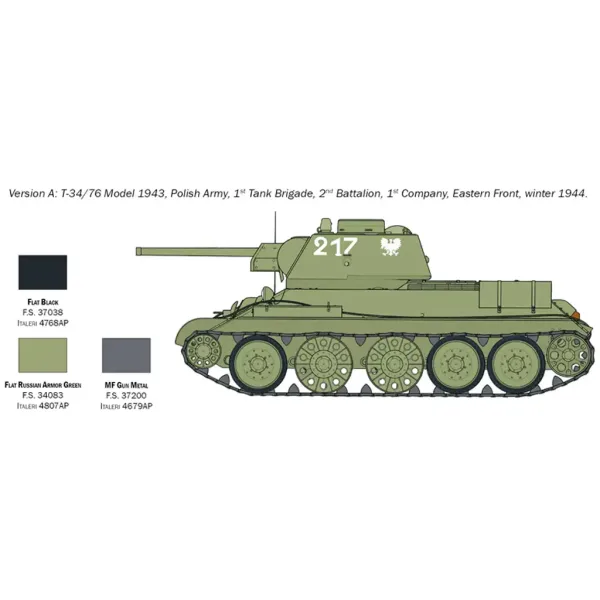 Italeri 1/72 T-34/76 Modello 1943 carro armato modellino immagine 3