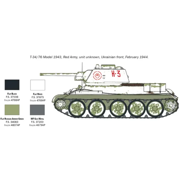 Italeri 1/72 T-34/76 Modello 1943 carro armato modellino immagine 4