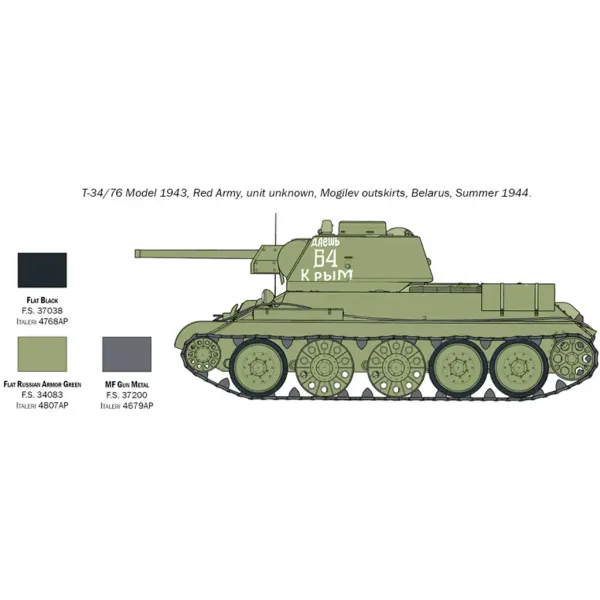 Italeri 1/72 T-34/76 Modello 1943 carro armato modellino immagine 5