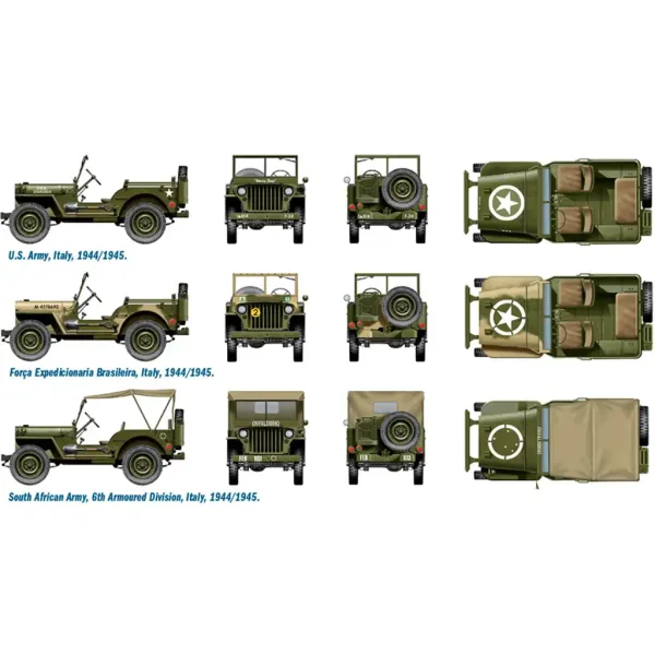 Italeri 1/72 Willys Jeep 1/4 ton 4x4 veicoli militari set di modelli da 2 pezzi immagine 3