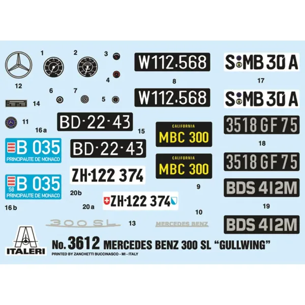 Italeri modello di auto Mercedes-Benz 300SL Gullwing in scala 1/16 immagine 2