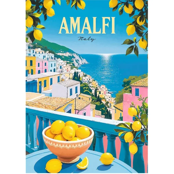 Italia Amalfi manifesti vintage Premium Plus puzzle da 1000 pezzi - Trefl immagine 2