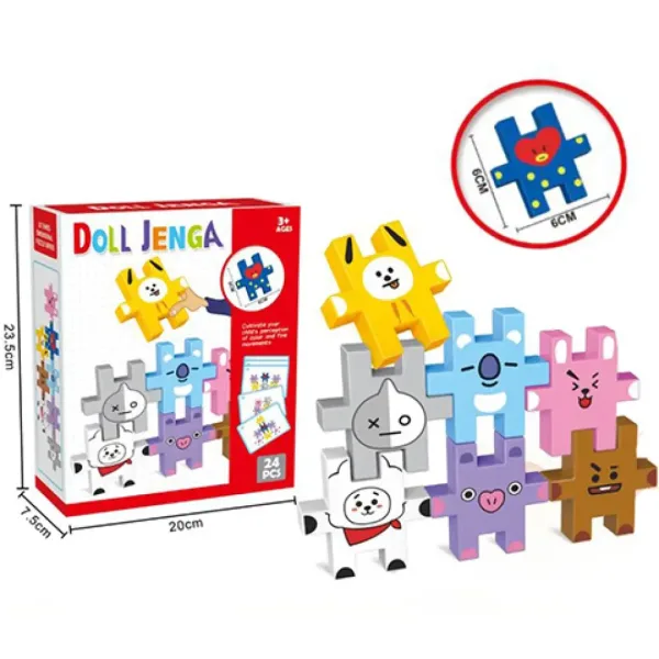 Jenga colorato 24 pezzi puzzle con animali con elementi da 6 cm immagine 1