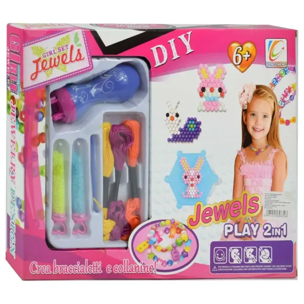JewelsPlay: Set di perline 2 in 1 per creare gioielli con macchina per intrecciare e perline colorate immagine 1