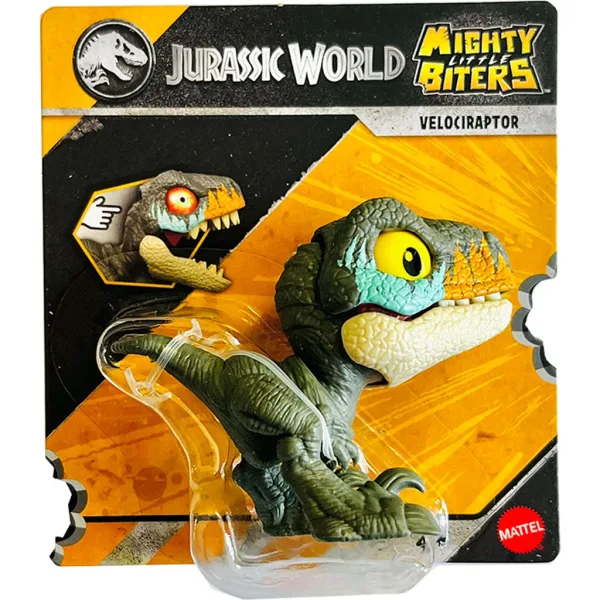Jurassic World: Mini figura di Velociraptor mordace verdognolo - Mattel immagine 1