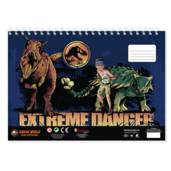 Jurassic World meravigliosi dinosauri quaderno creativo da colorare con adesivi e stencil in diverse varianti immagine 1