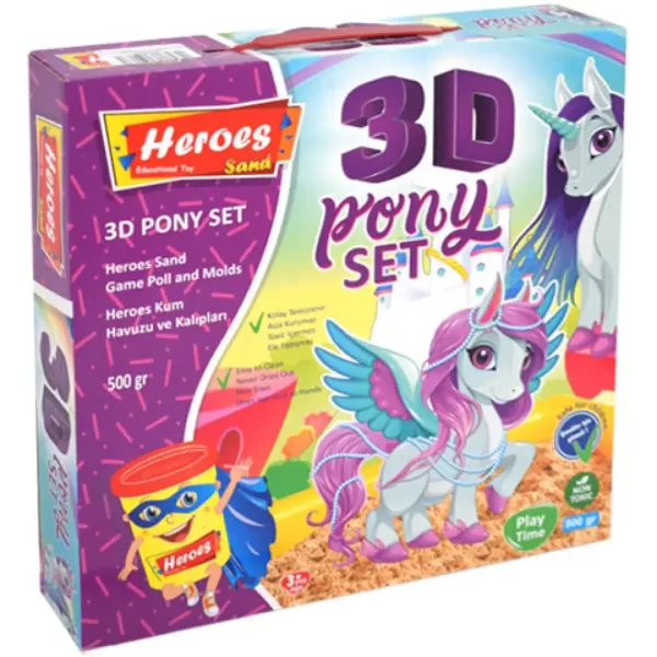 Kinetic Sand: Set di sabbia modellabile Heroes dinosauri o pony con accessori, 500g immagine 3