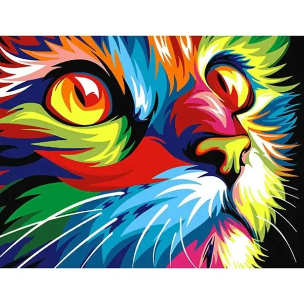 Kit di pittura diamante: Gatto colorato set di pittura diamante immagine 1