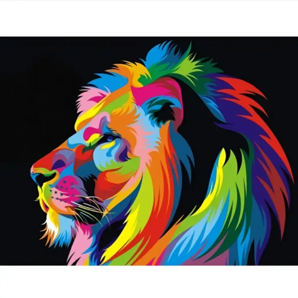 Kit pittura diamante: Leone colorato set pittura diamante 40x50cm immagine 1