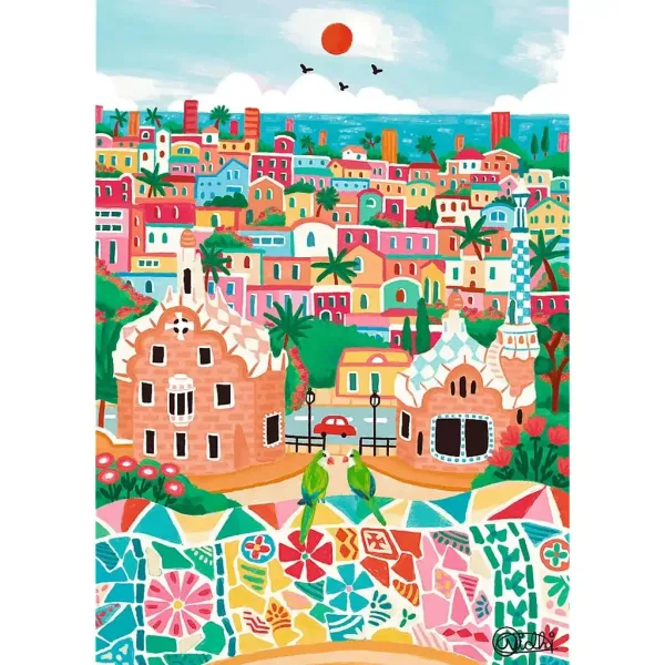 Larte dei colori, Barcellona puzzle premium da 1000 pezzi - Trefl immagine 2