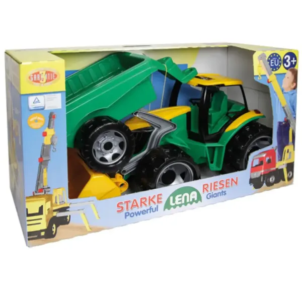 LENA: Trattore gigante con caricatore frontale e rimorchio verde/giallo 108cm immagine 2