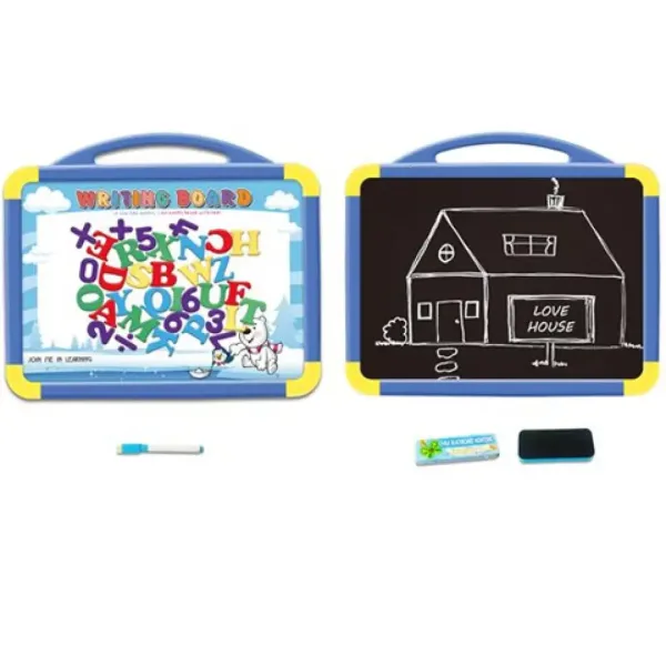 Lavagna magnetica portatile bifacciale con accessori blu immagine 2