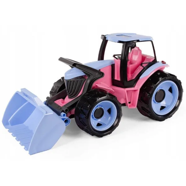 Lena: Trattore gigante con pala anteriore, colore rosa, 62 cm immagine 1