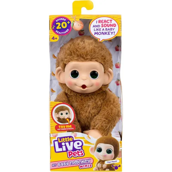 Little Live Pets: Mini Maki Pepi Peach scimmia interattiva color crema immagine 1