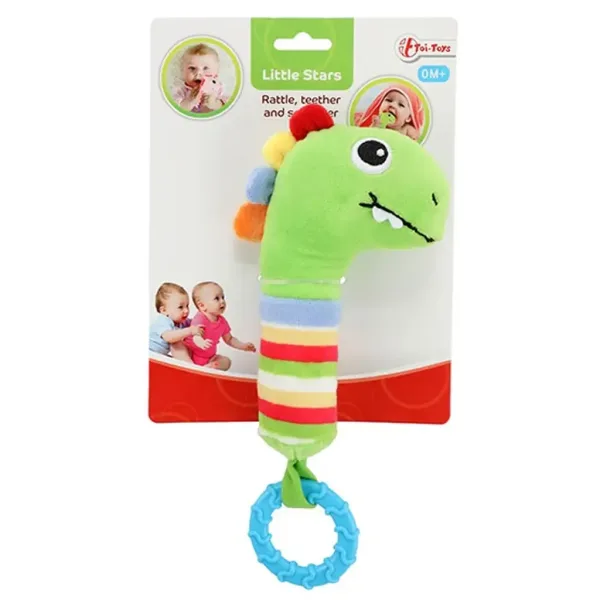Little Stars: Giocattolo da dentizione a forma di dinosauro in peluche immagine 2