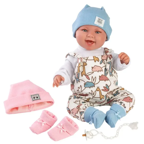 Llorens: 2 in 1 Tala e Talo bambola neonato da 44 cm con suono, accessori rosa e blu immagine 2