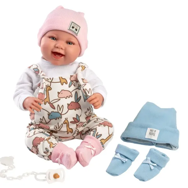 Llorens: 2 in 1 Tala e Talo bambola neonato da 44 cm con suono, accessori rosa e blu immagine 3