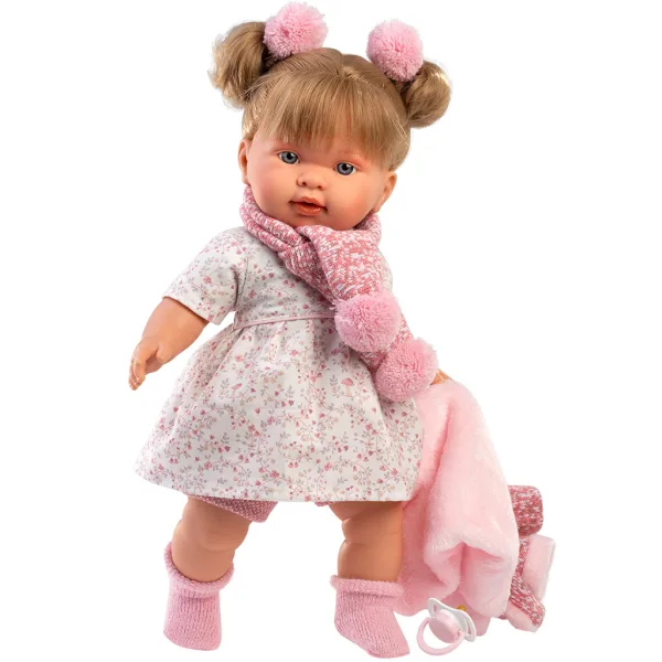 Llorens: Alexandra, bambola di 42 cm che piange con ciuccio e cappottino rosa. immagine 3