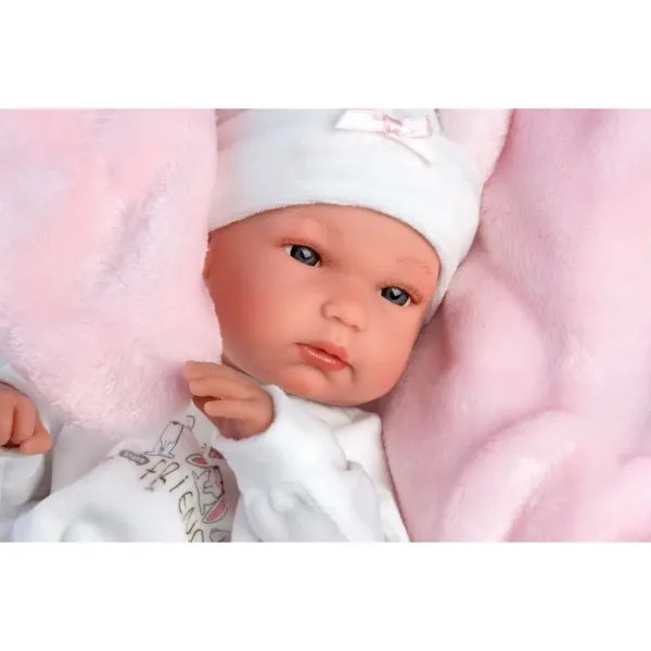 Llorens: Bambola Bimba 35 cm con sacco nanna rosa con coniglietto immagine 3