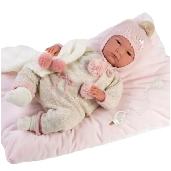 Llorens: Bambola neonato realistico edizione limitata Reborn con abito con pon pon 42 cm immagine 2