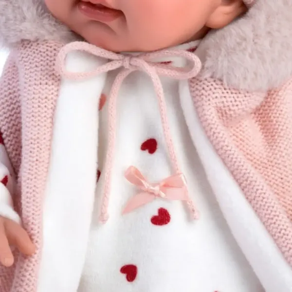 Llorens: Bambola piangente Tina di 44 cm con gilet rosa con cappuccio immagine 4