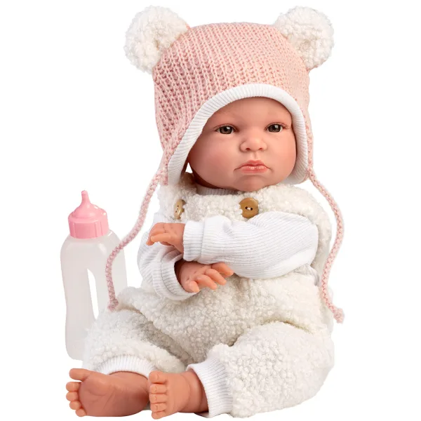 Llorens: Lara, bambola piangente da 38 cm con cappellino con orecchie da orso immagine 1