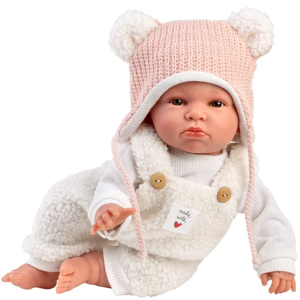 Llorens: Lara, bambola piangente da 38 cm con cappellino con orecchie da orso immagine 3