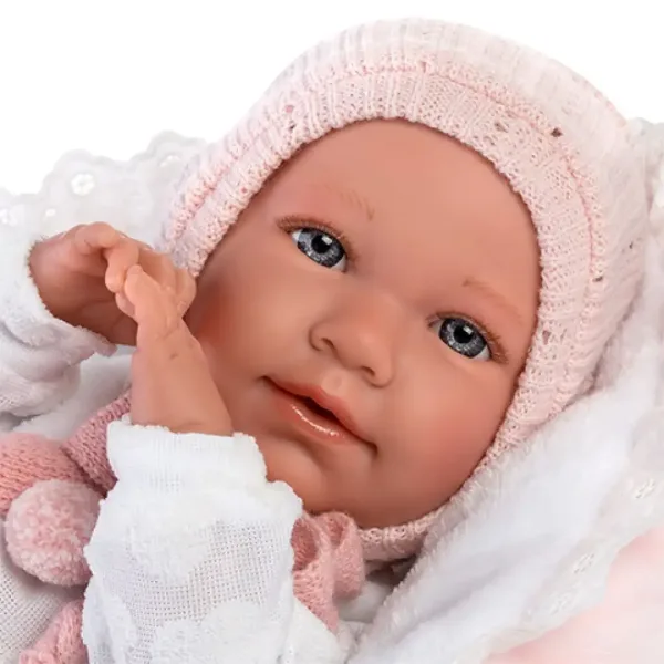 Llorens: Mimi bambola piangente di 42 cm in abito rosa con culla immagine 4