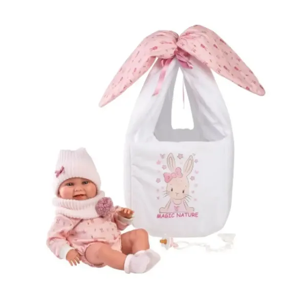 Llorens: Nica bambola neonato di 40 cm con seggiolino a forma di coniglio immagine 3