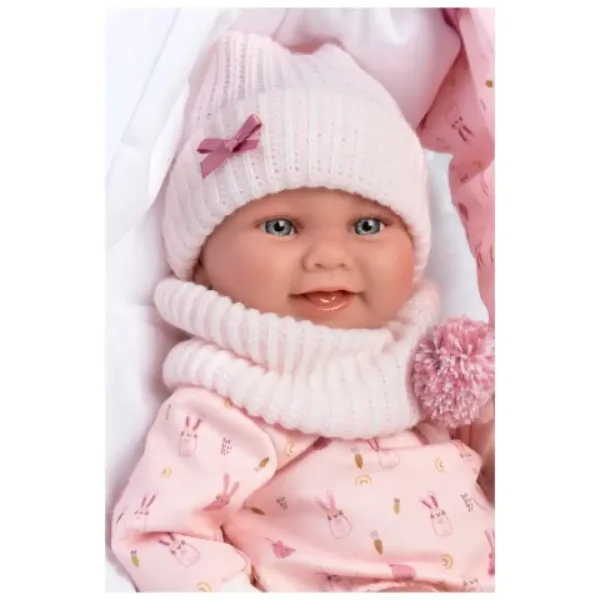 Llorens: Nica bambola neonato di 40 cm con seggiolino a forma di coniglio immagine 4