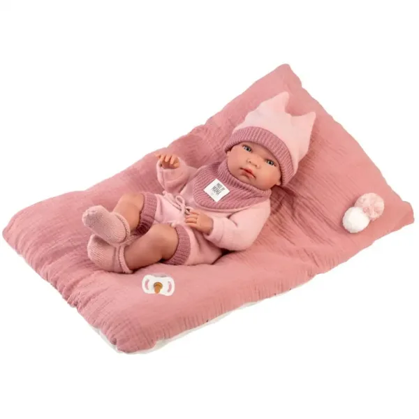 Llorens: Nica neonato bambina in abito rosa con cuscino 38 cm immagine 3