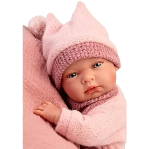 Llorens: Nica neonato bambina in abito rosa con cuscino 38 cm immagine 4