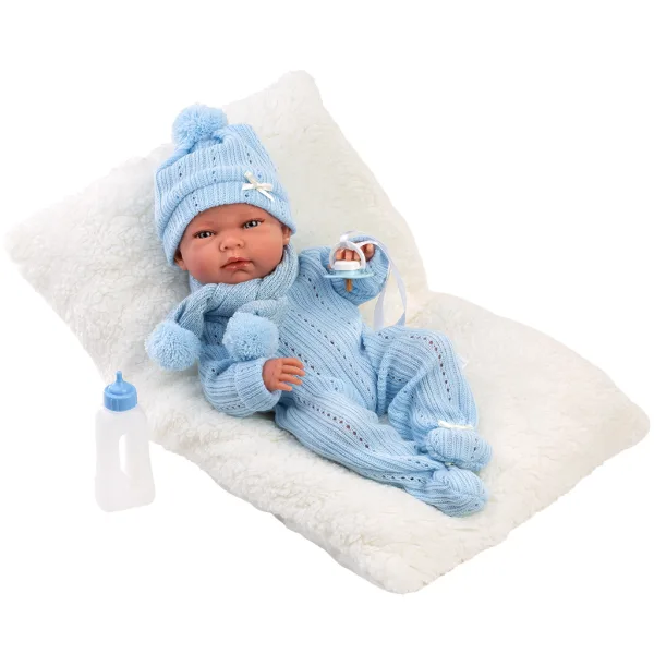 Llorens: Nico, bambino neonato da 40 cm con biberon e cuscino immagine 3