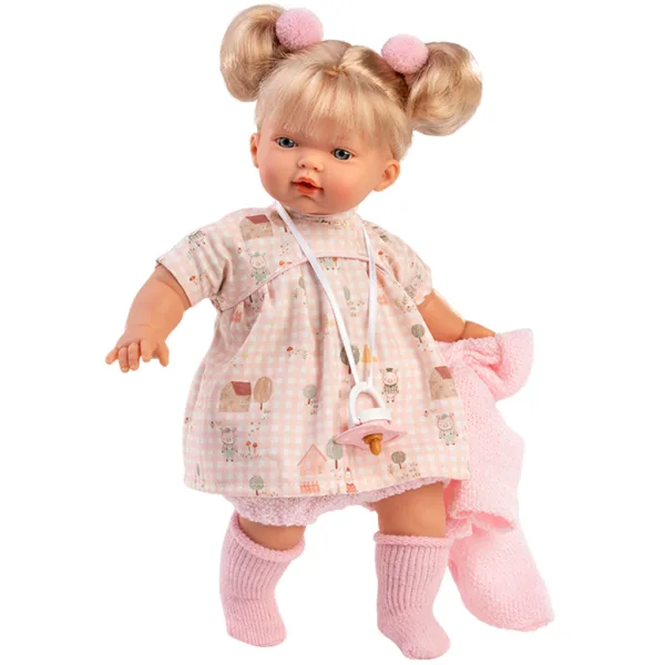 Llorens: Roberta, bambola da 33 cm con ciuccio, vestita con un cardigan rosa. immagine 2